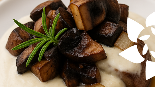 Filete de res con portobello en salsa de queso de cabra